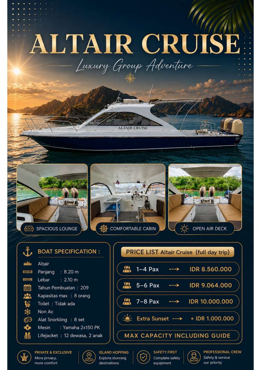 Altair Cruise flyer — specs and charter prices