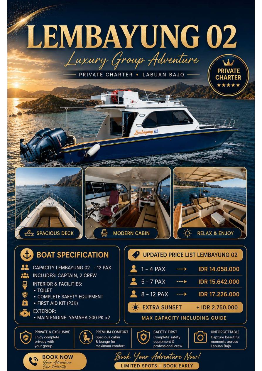 Lembayung 02 flyer — specs and charter prices