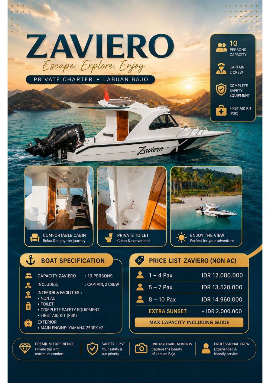 Flyer Zaviero — spesifikasi dan harga charter